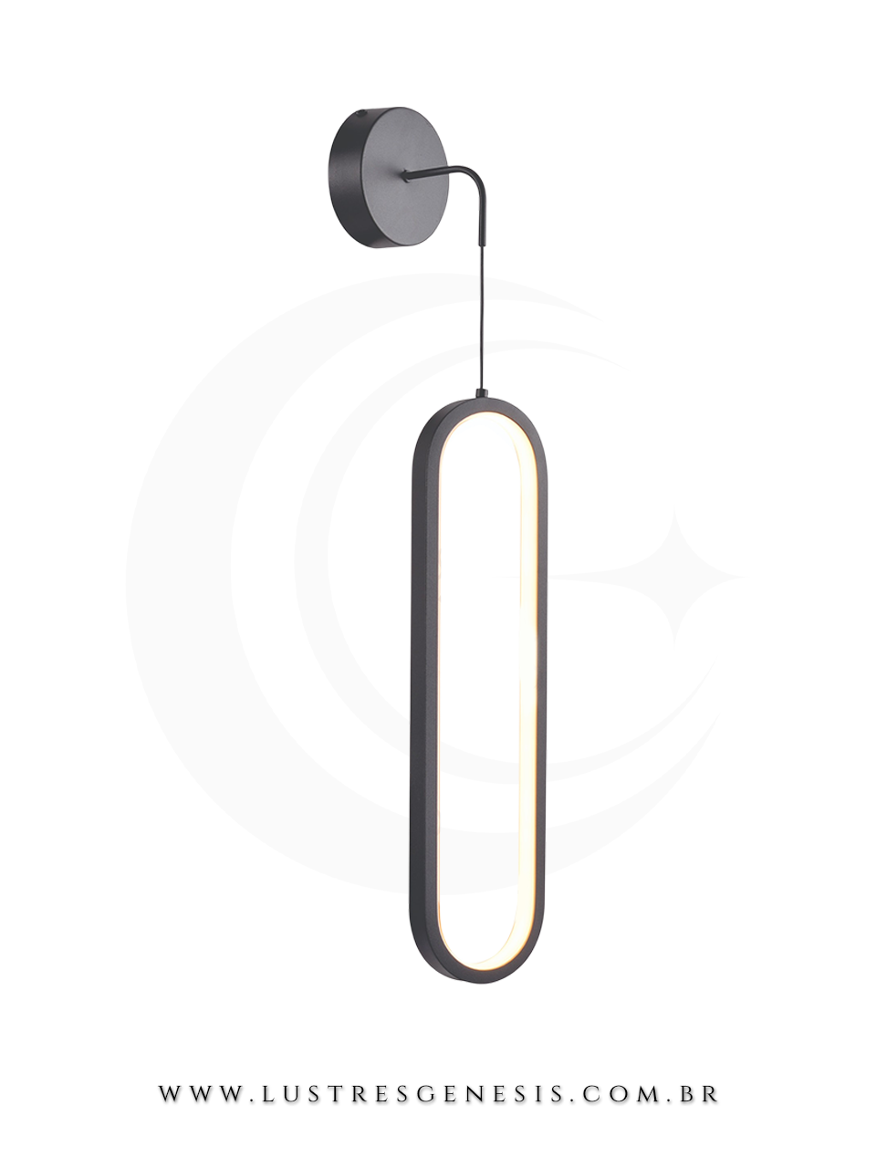 Luminaria de Parede Arandela Metal Silicone LED DCB03166 Preto 18W 3000K 40cm, Corredor, Hall, Varanda, Escadas, Suite Master